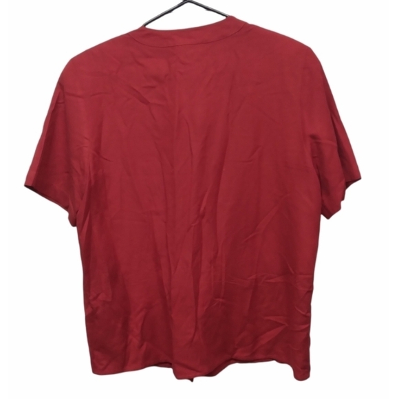 Talbots red 100% silk button front blouse size 14 - Picture 2 of 8